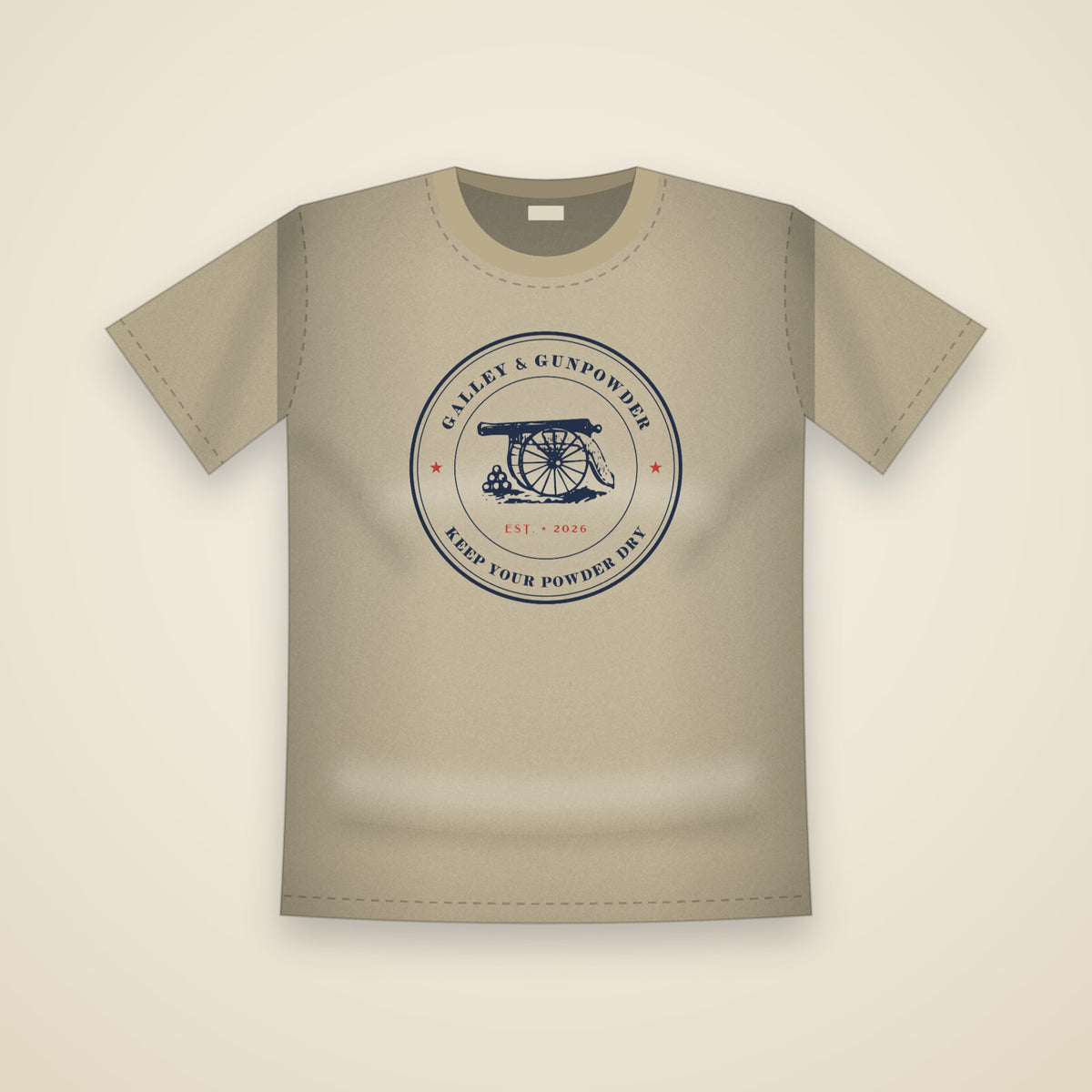 Galley & Gunpowder Seal T-Shirt in Khaki