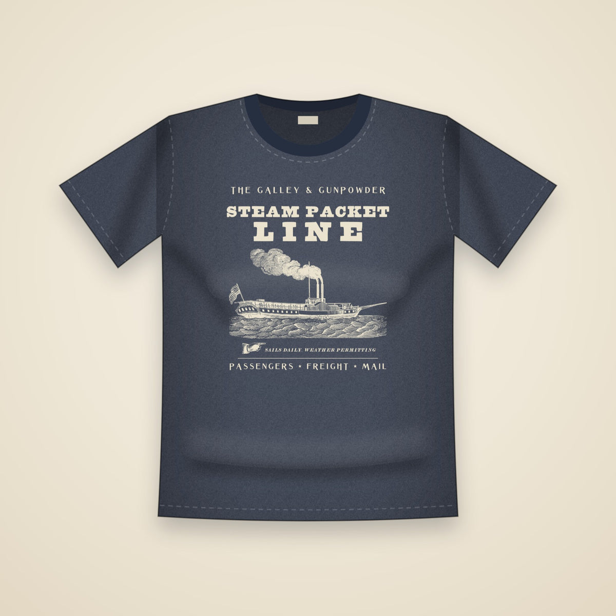 Steam Packet Line T-Shirt in True Navy