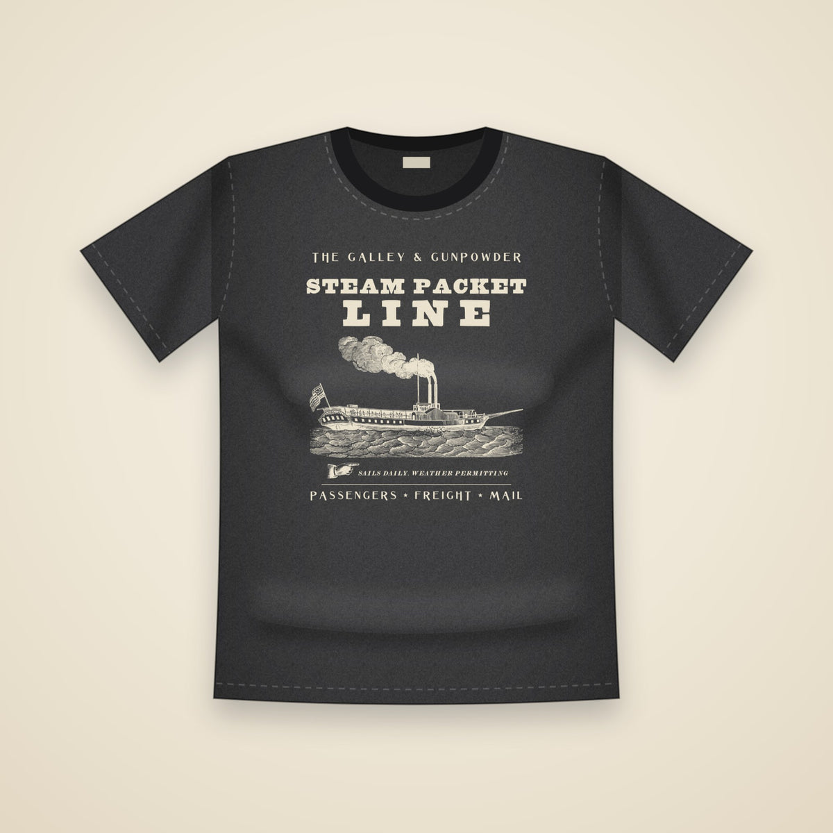 Steam Packet Line T-Shirt in Black