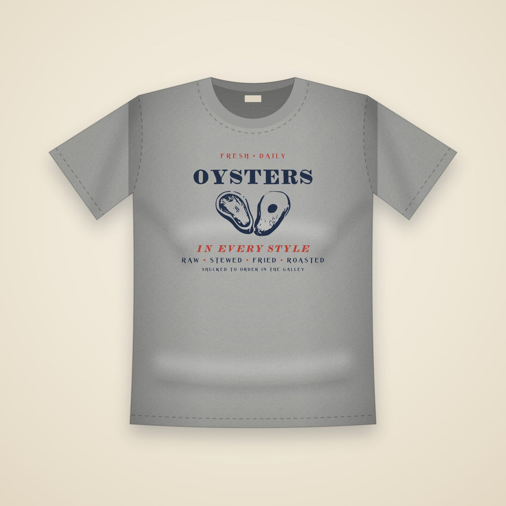Oysters in Every Style T-Shirt in Grey