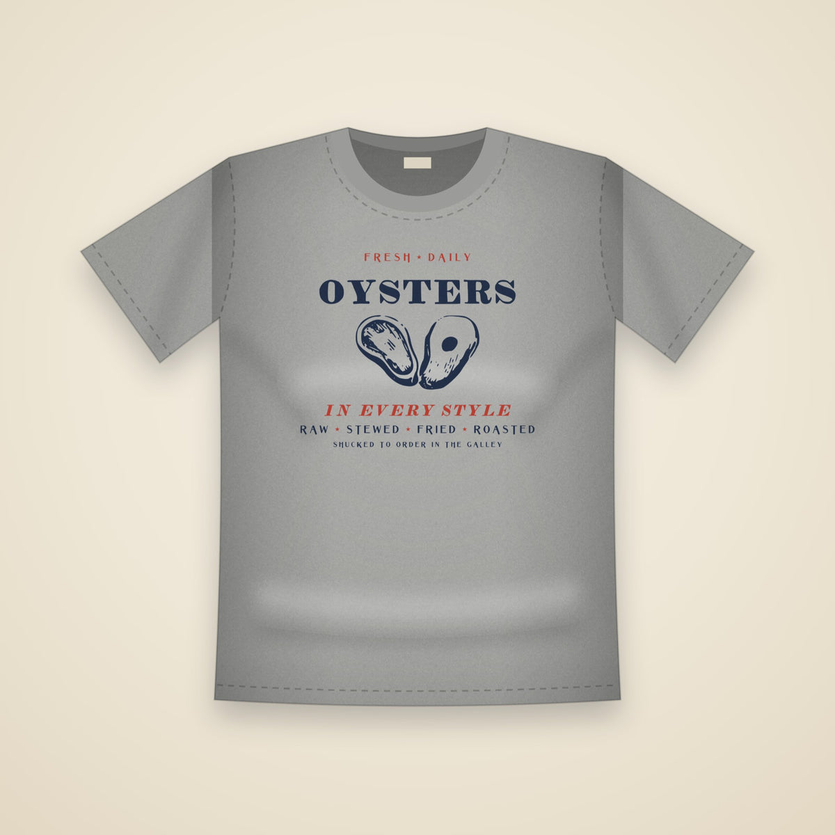 Oysters in Every Style T-Shirt in Grey