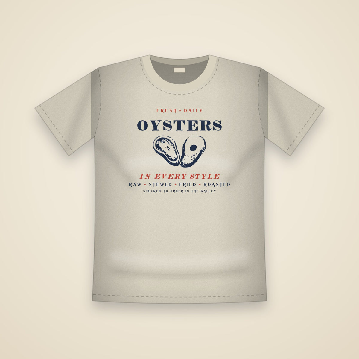 Oysters in Every Style T-Shirt in Ivory