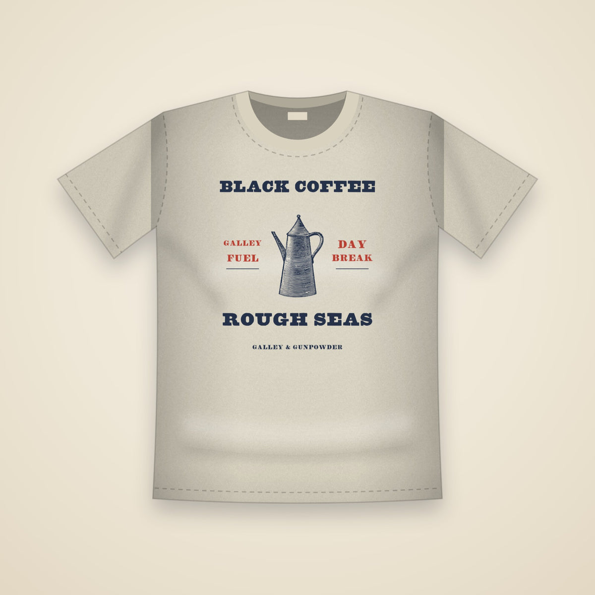 Black Coffee, Rough Seas T-Shirt in Ivory