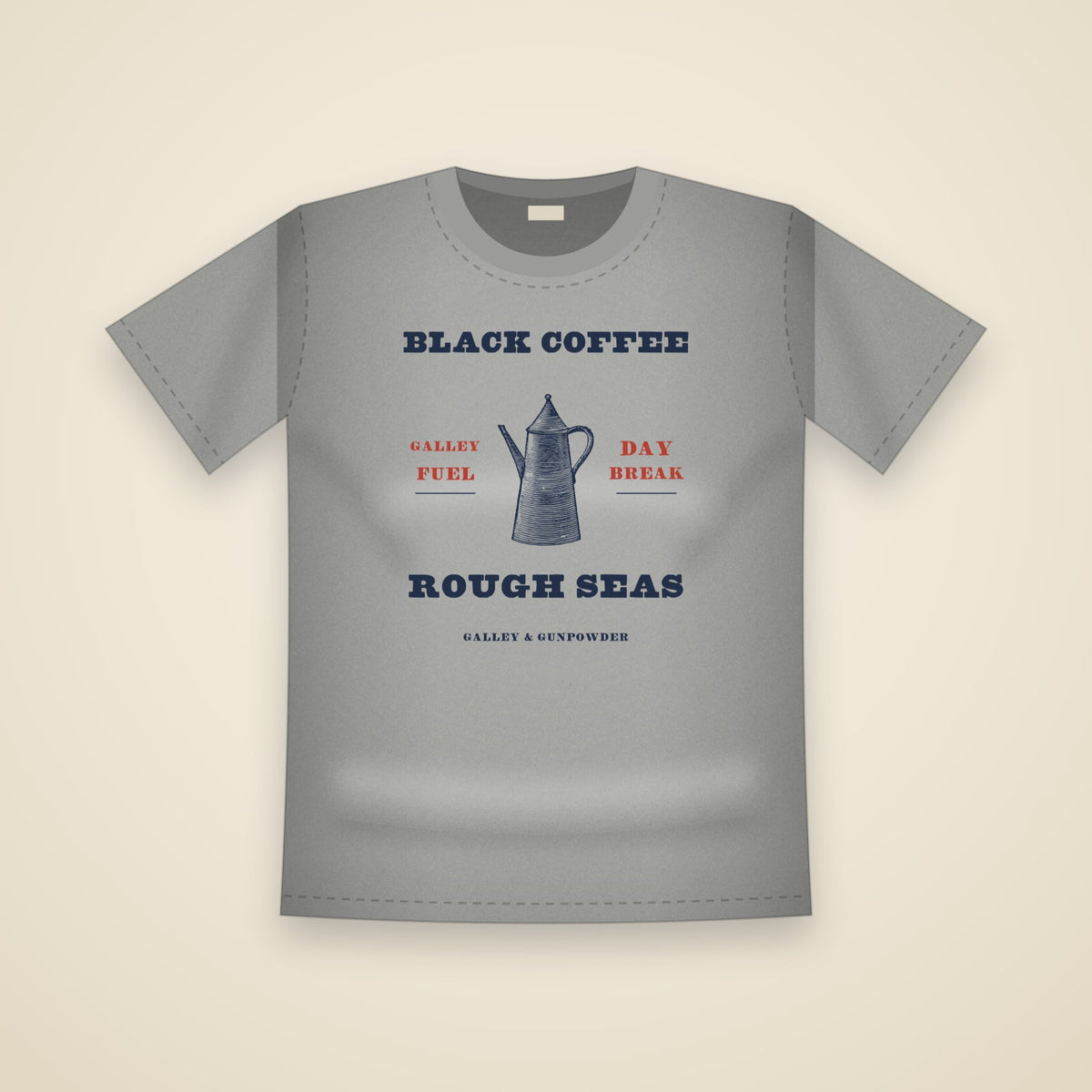 Black Coffee, Rough Seas T-Shirt in Grey