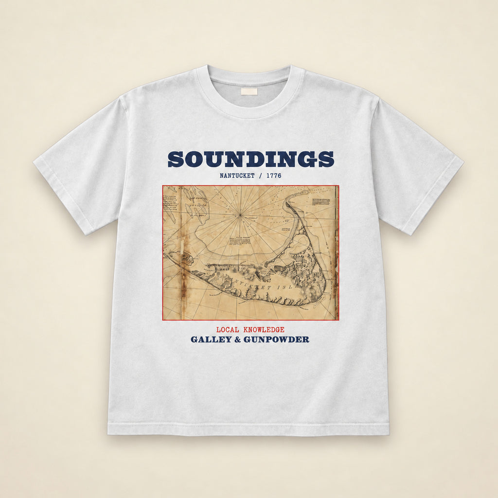 Nantucket Soundings Map T-Shirt in White