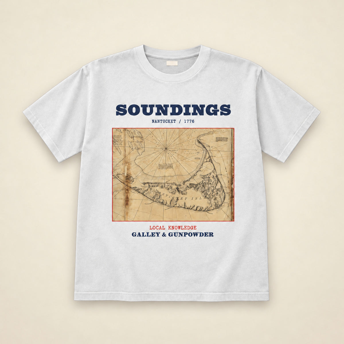 Nantucket Soundings Map T-Shirt in White
