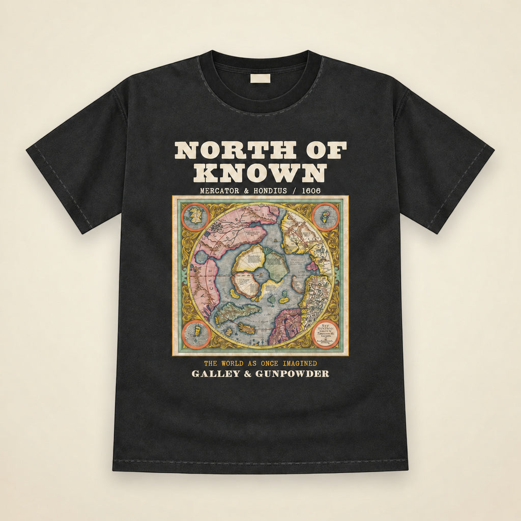 North of Known Arctic Map T-Shirt in Black