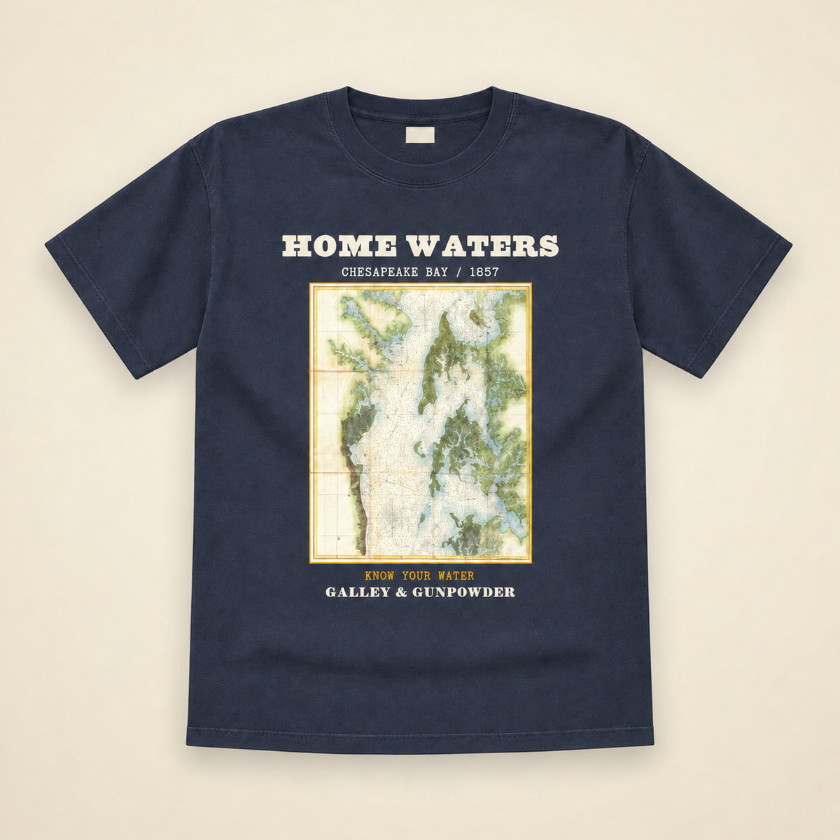 Chesapeake Home Waters Map T-Shirt in True Navy