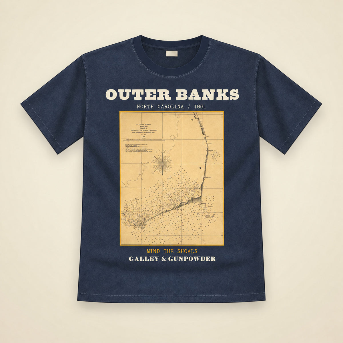 Outer Banks Map T-Shirt in True Navy