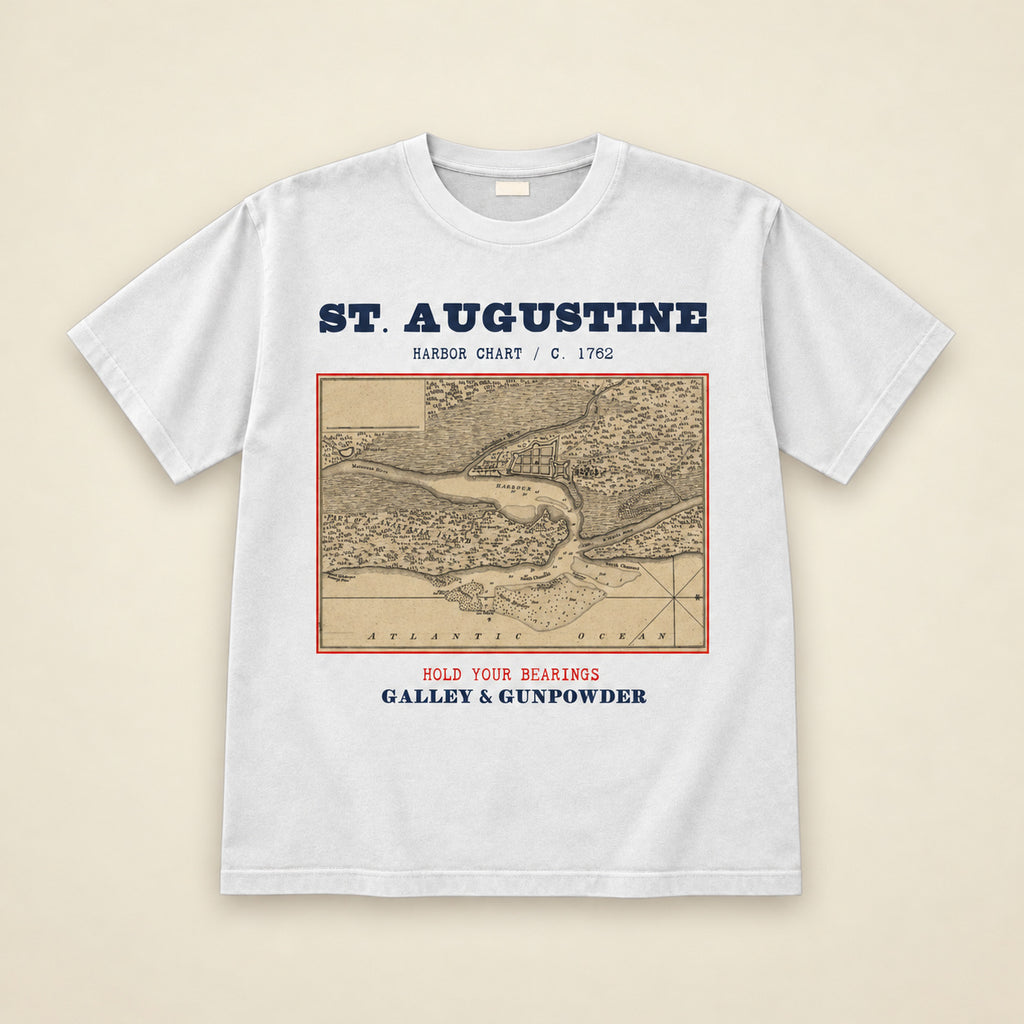 St. Augustine Harbor Map T-Shirt in White