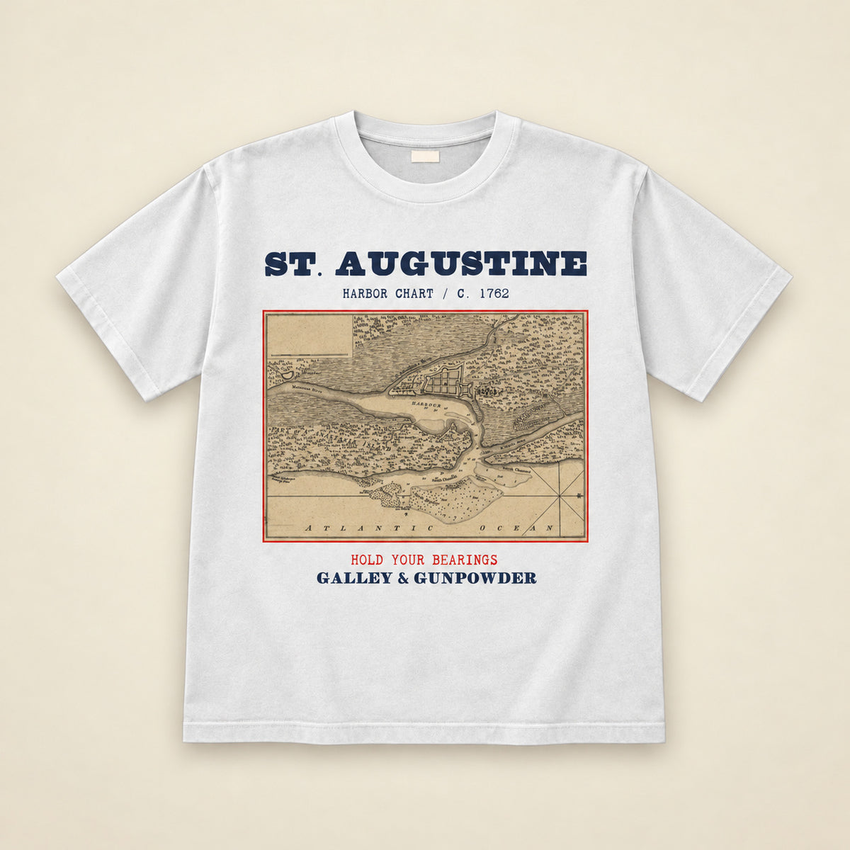 St. Augustine Harbor Map T-Shirt in White