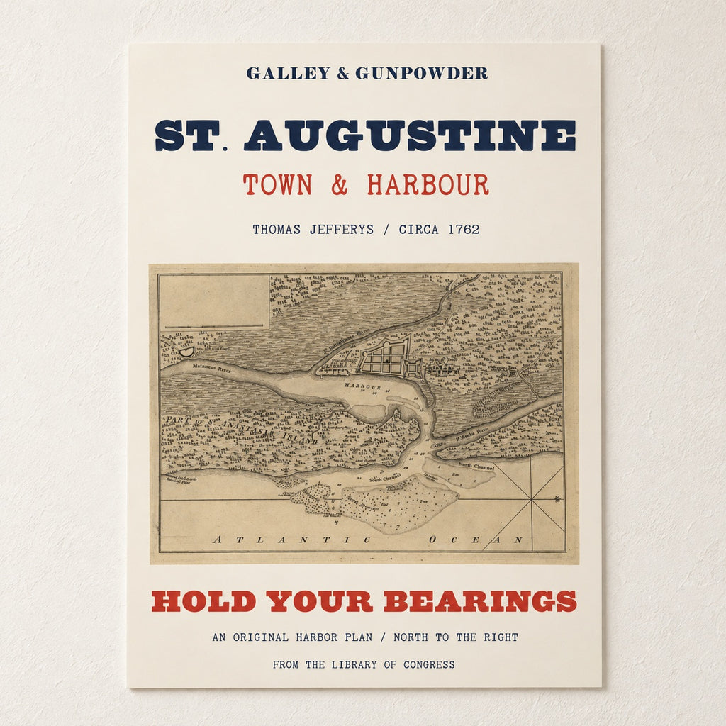St. Augustine Harbor Map Poster on a wall