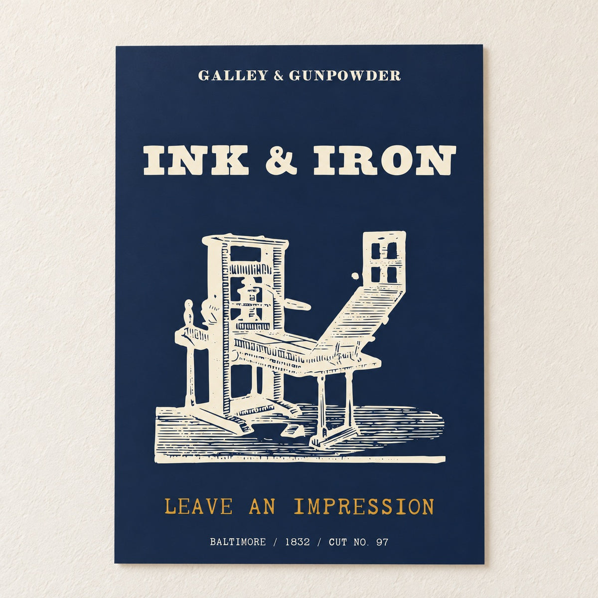 Ink & Iron Poster on a wall