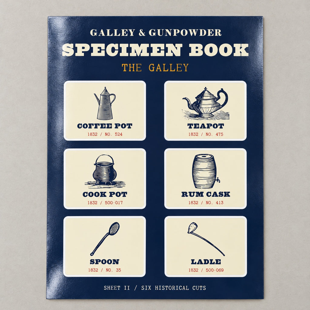 The Galley Sticker Sheet on a table
