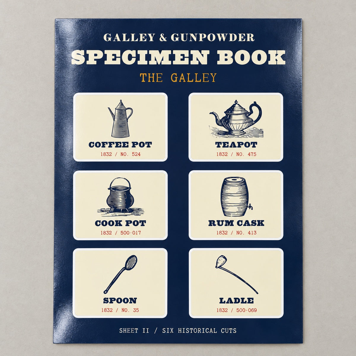 The Galley Sticker Sheet on a table