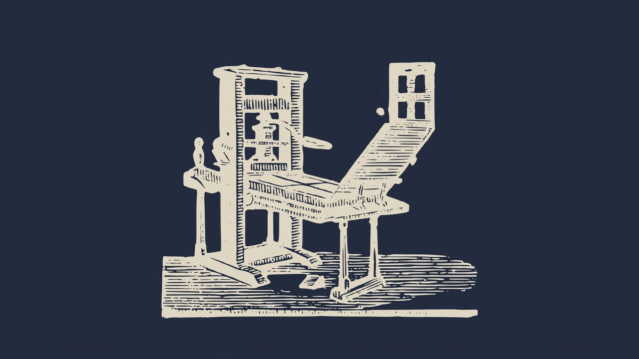 Engraved printing press in motion